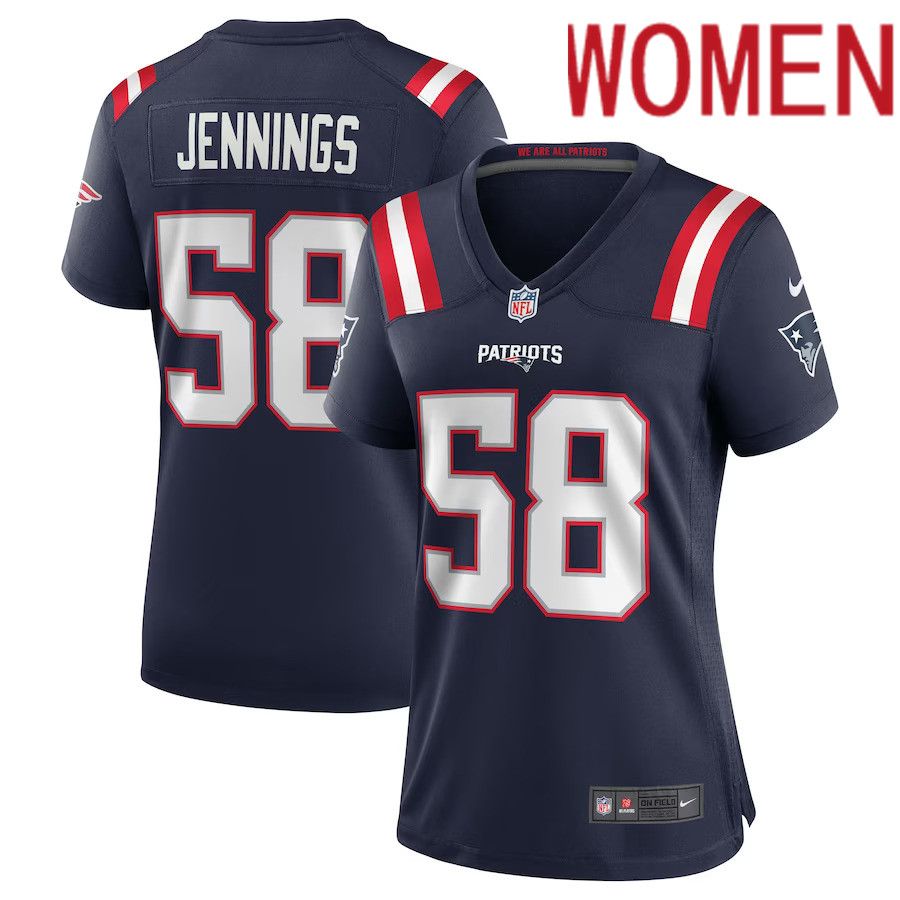Women New England Patriots 58 Anfernee Jennings Nike Navy Team Game NFL Jersey